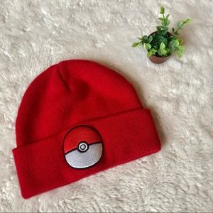 Red Pokémon Beanie with Poke Ball Patch